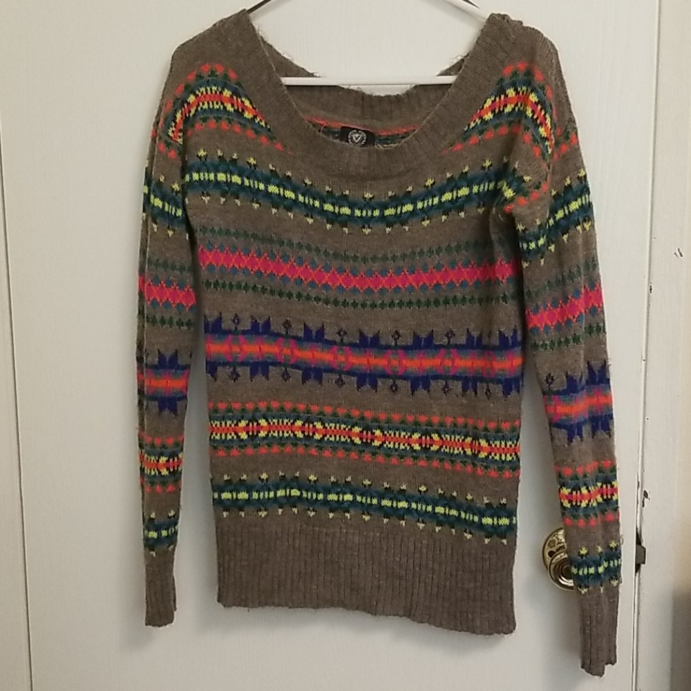 🏷4/25 Neon fair isle print sweater